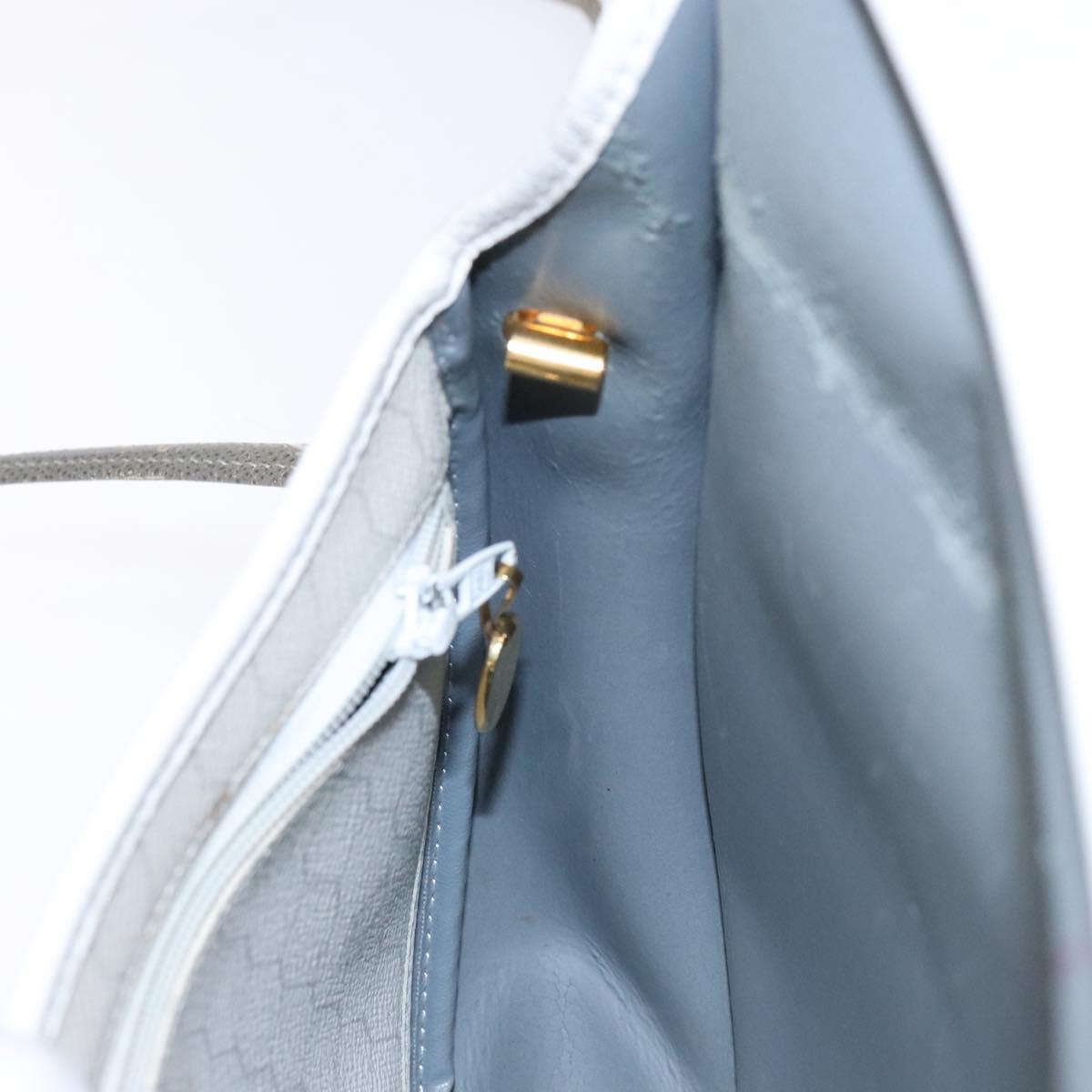 Christian Dior Honeycomb Canvas Shoulder Bag PVC White Gold Auth 136116