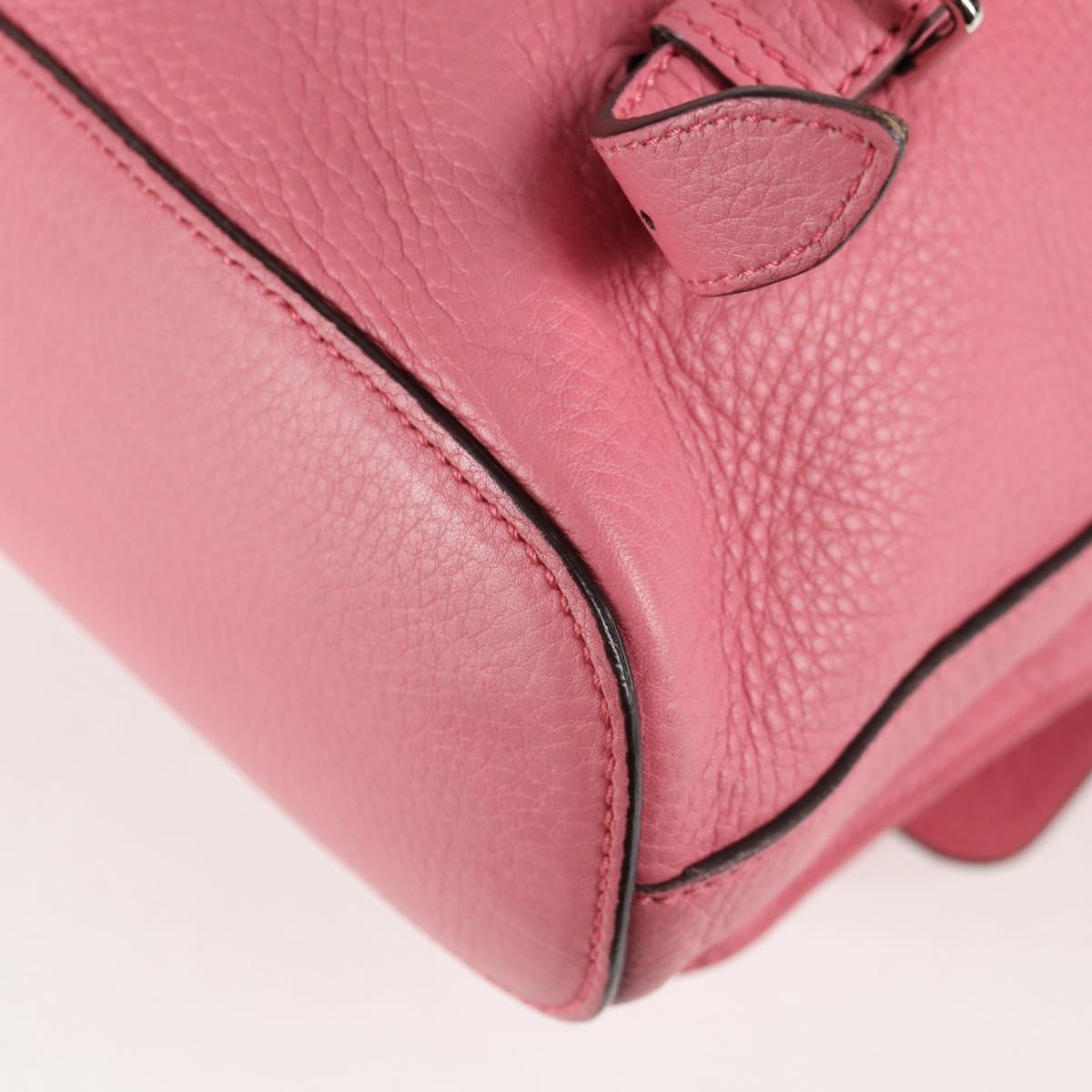 GUCCI Bamboo Backpack Leather Pink Silver 370833 Auth 136120V