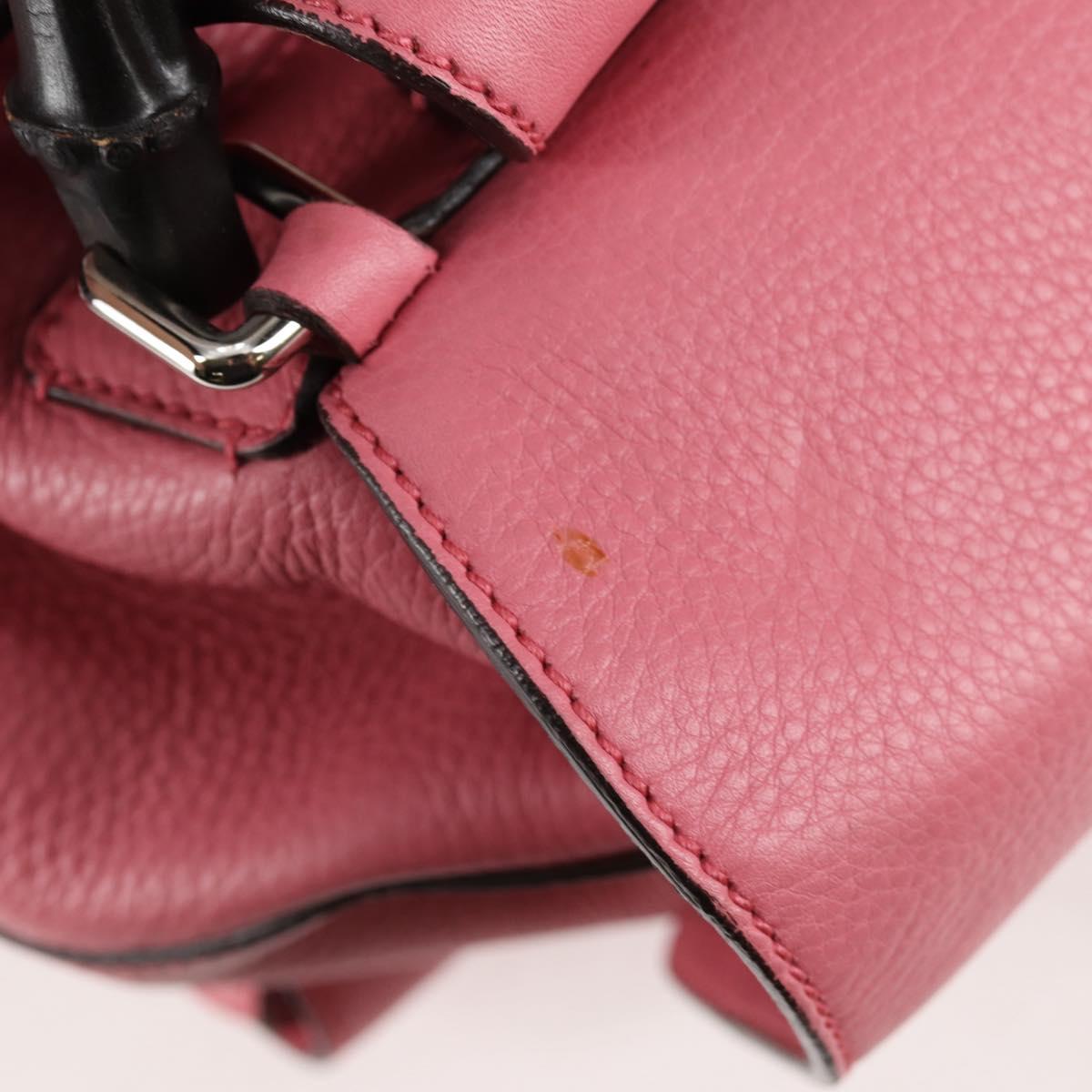 GUCCI Bamboo Backpack Leather Pink Silver 370833 Auth 136120V