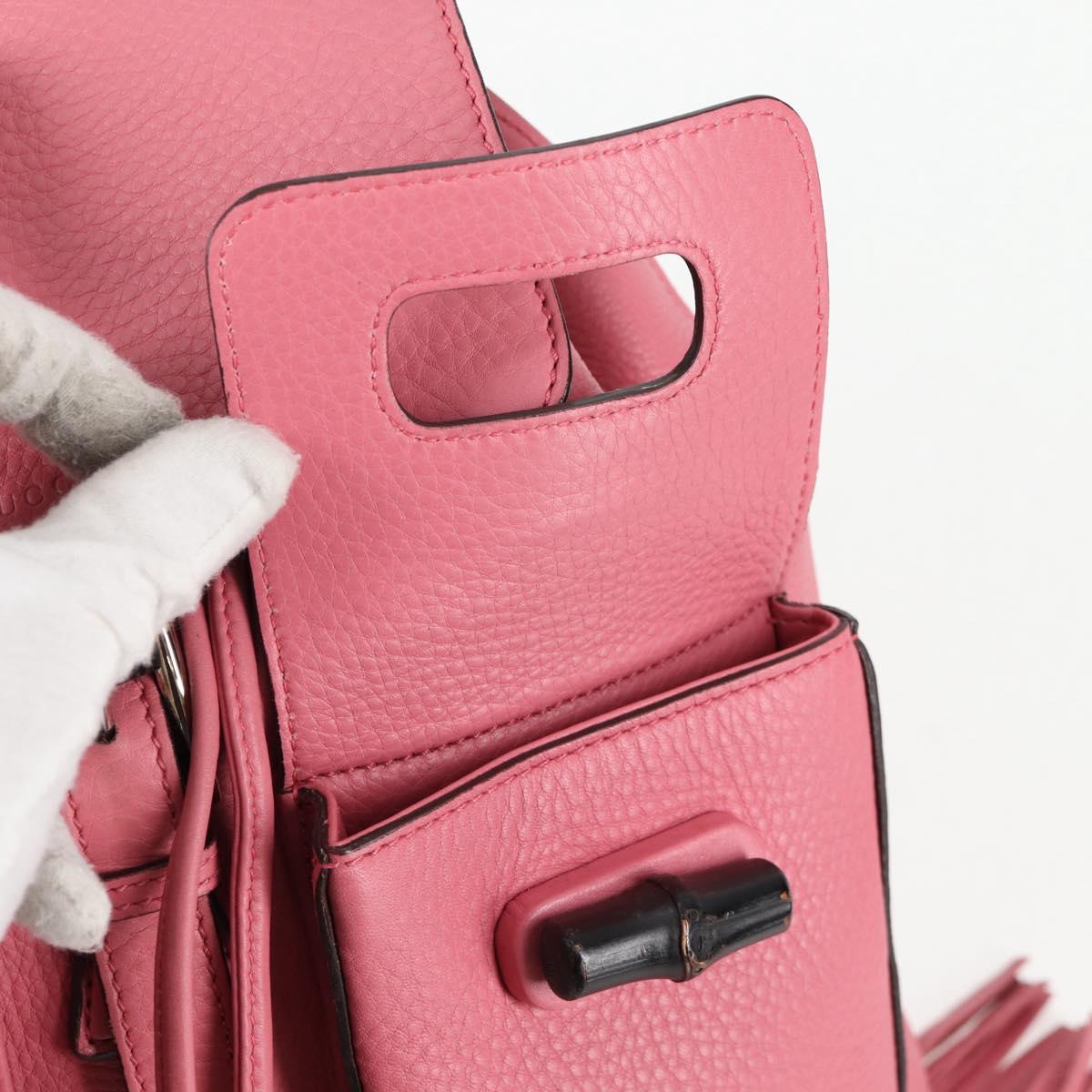 GUCCI Bamboo Backpack Leather Pink Silver 370833 Auth 136120V