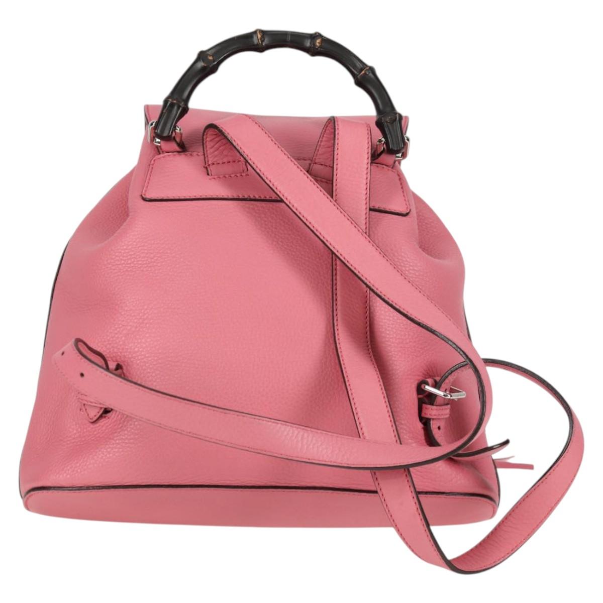 GUCCI Bamboo Backpack Leather Pink Silver 370833 Auth 136120V
