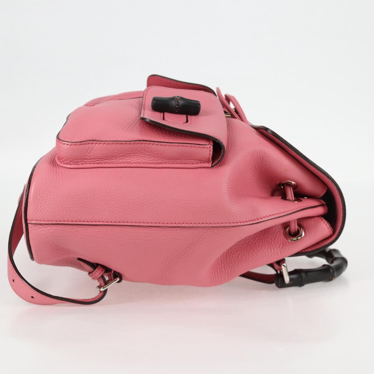 GUCCI Bamboo Backpack Leather Pink Silver 370833 Auth 136120V