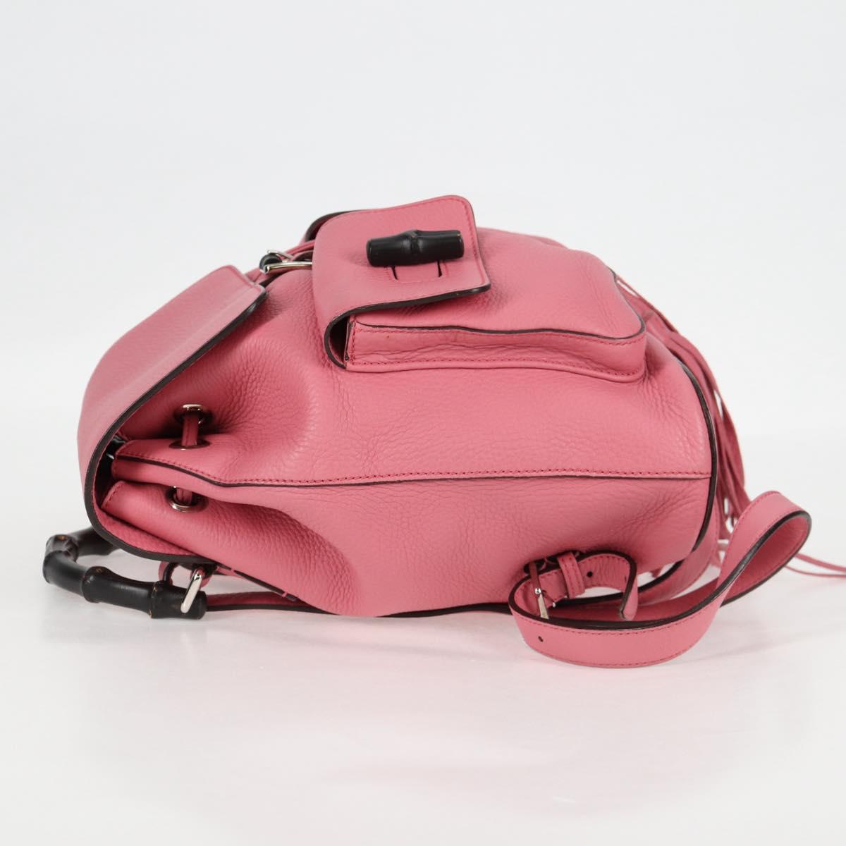 GUCCI Bamboo Backpack Leather Pink Silver 370833 Auth 136120V