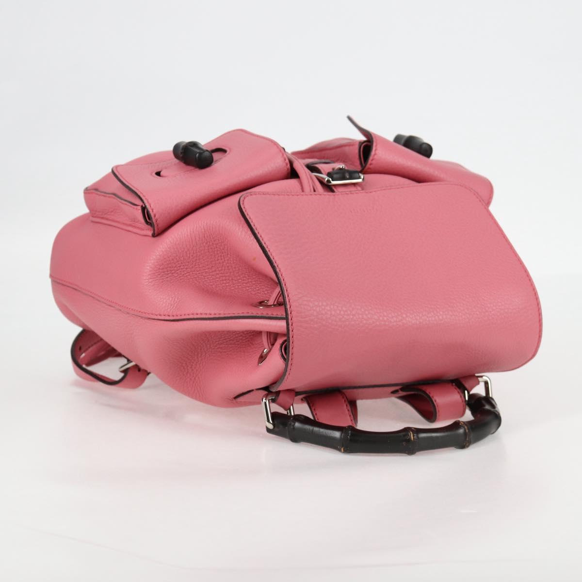 GUCCI Bamboo Backpack Leather Pink Silver 370833 Auth 136120V