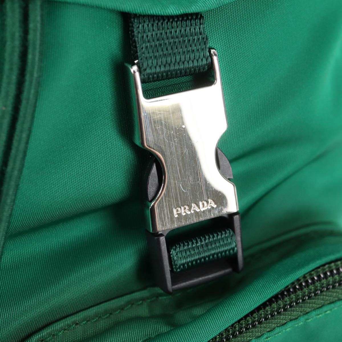 PRADA Backpack Nylon Green Silver Auth 136123V