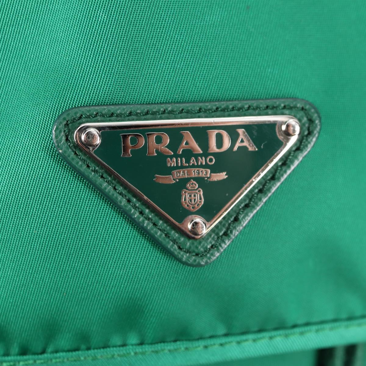 PRADA Backpack Nylon Green Silver Auth 136123V