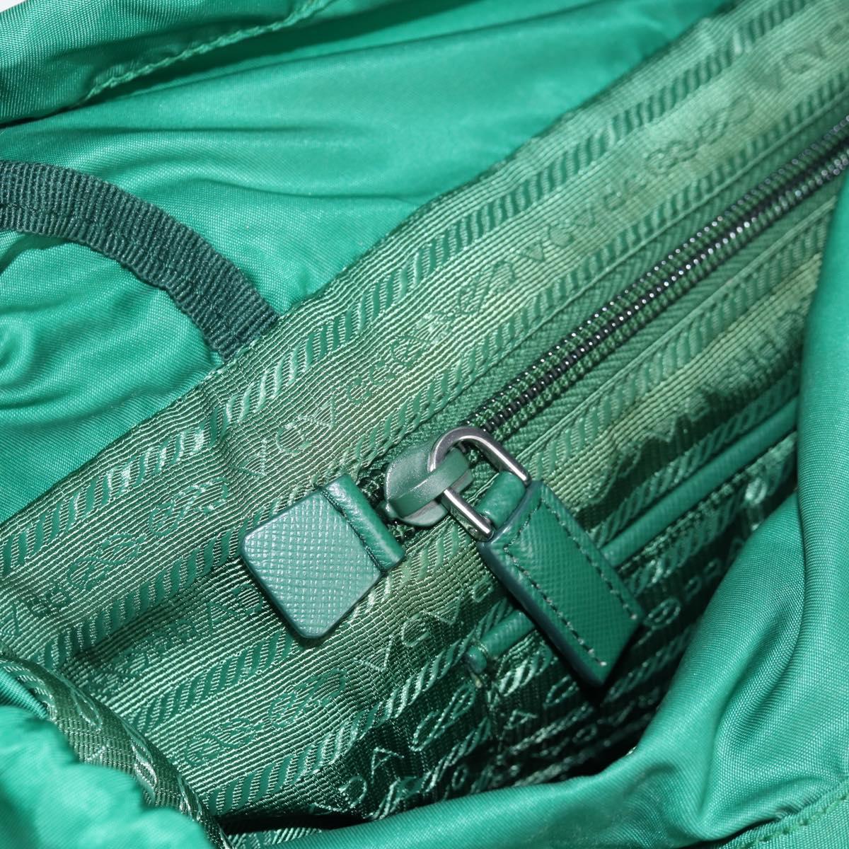 PRADA Backpack Nylon Green Silver Auth 136123V
