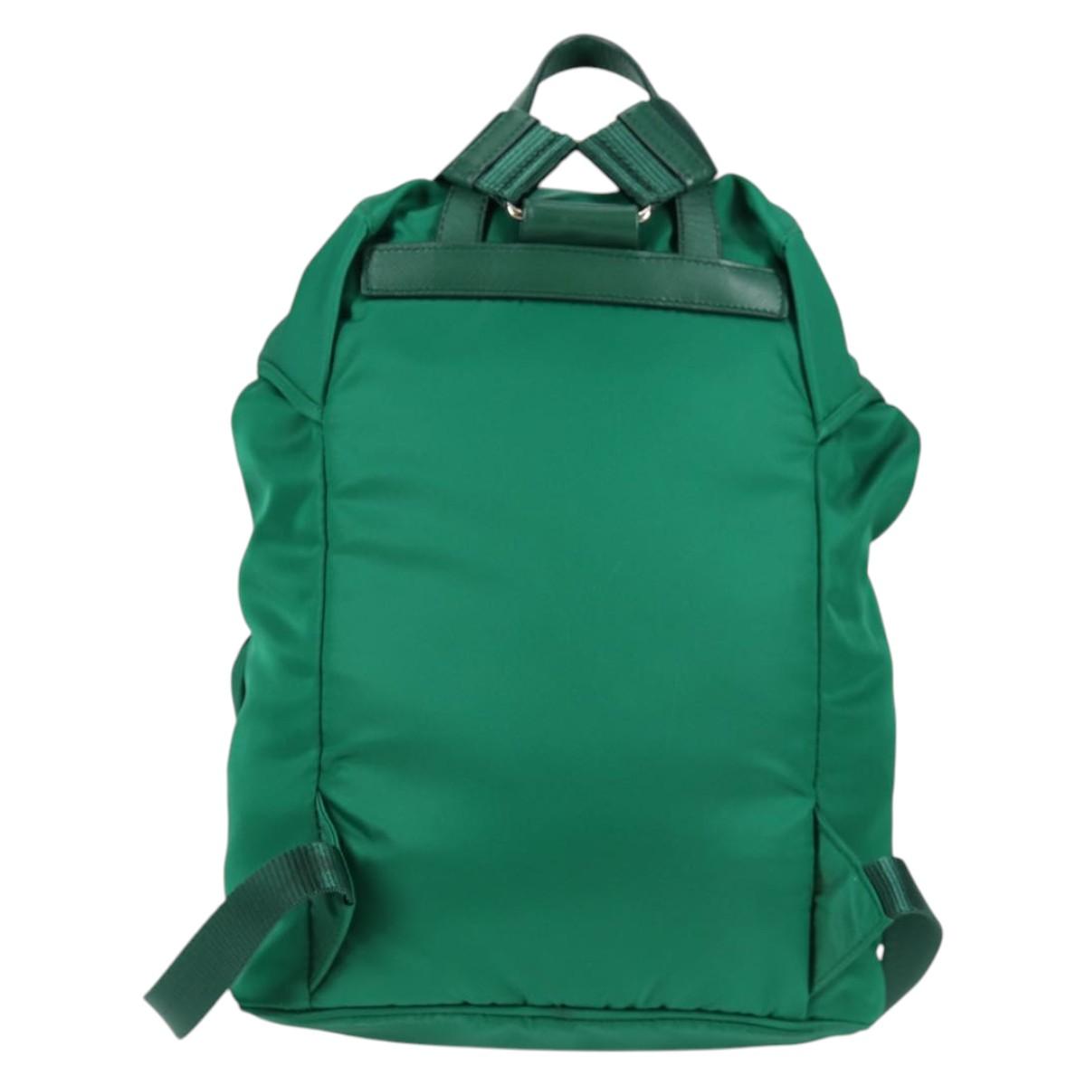 PRADA Backpack Nylon Green Silver Auth 136123V