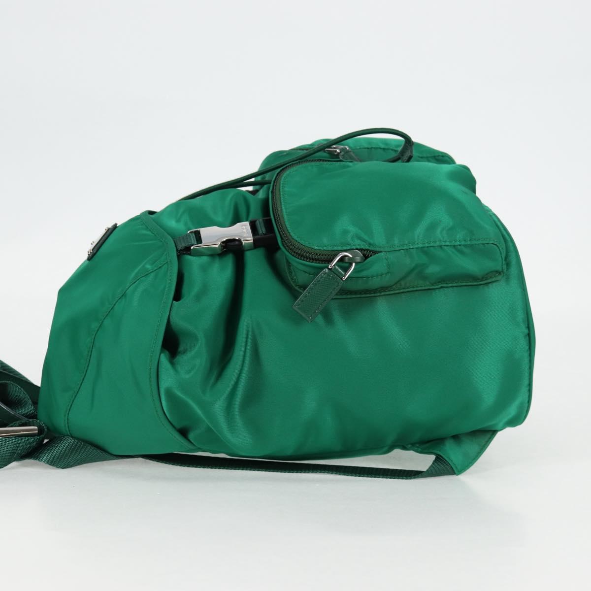 PRADA Backpack Nylon Green Silver Auth 136123V