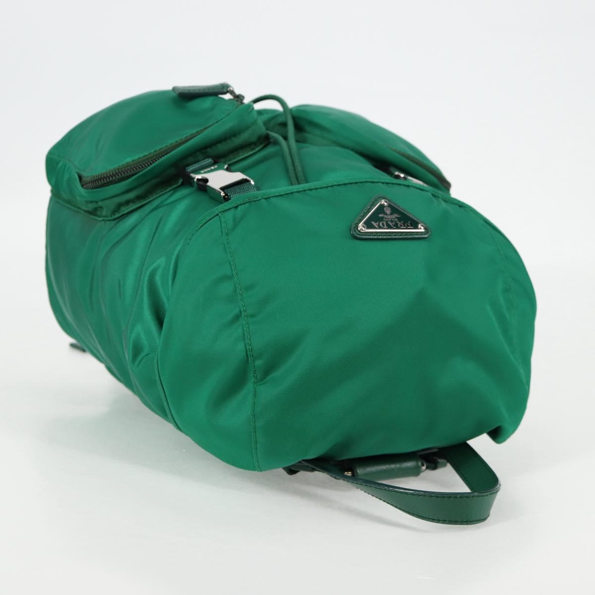PRADA Backpack Nylon Green Silver Auth 136123V