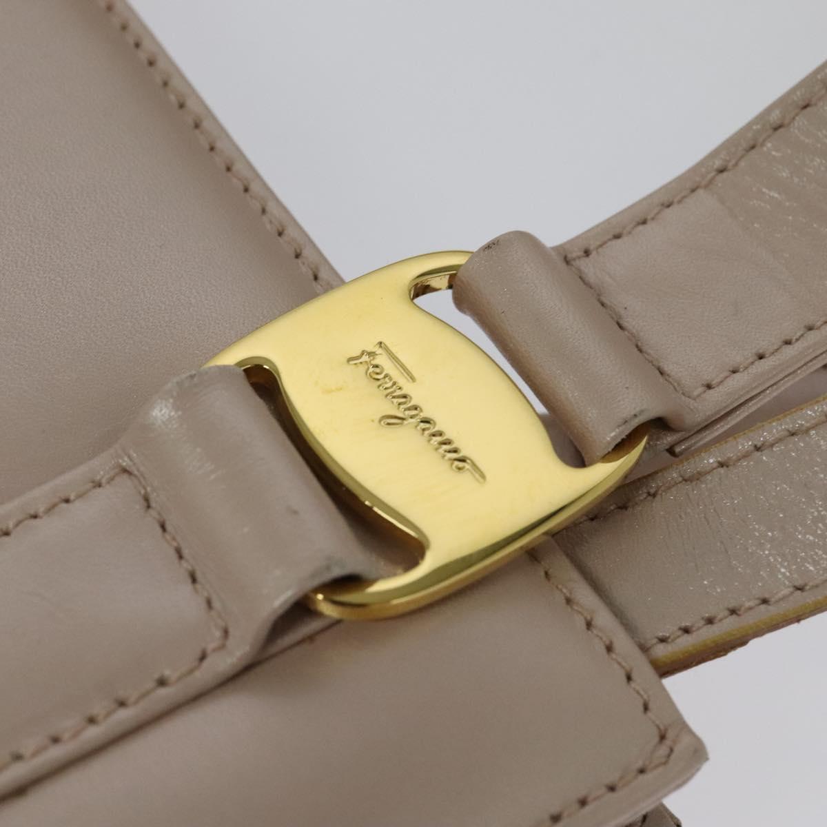 Salvatore Ferragamo Vala Hand Bag Leather 2way Pink Gold Auth 136148