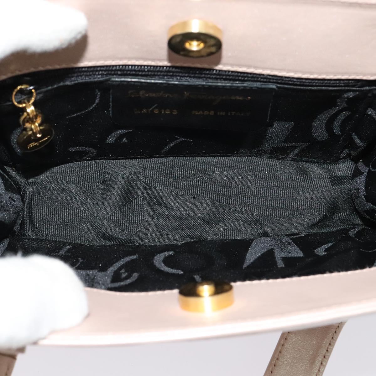 Salvatore Ferragamo Vala Hand Bag Leather 2way Pink Gold Auth 136148
