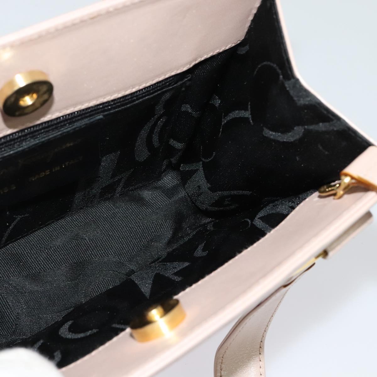 Salvatore Ferragamo Vala Hand Bag Leather 2way Pink Gold Auth 136148
