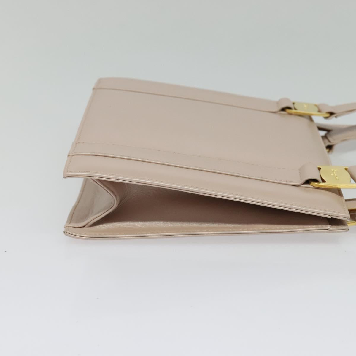 Salvatore Ferragamo Vala Hand Bag Leather 2way Pink Gold Auth 136148