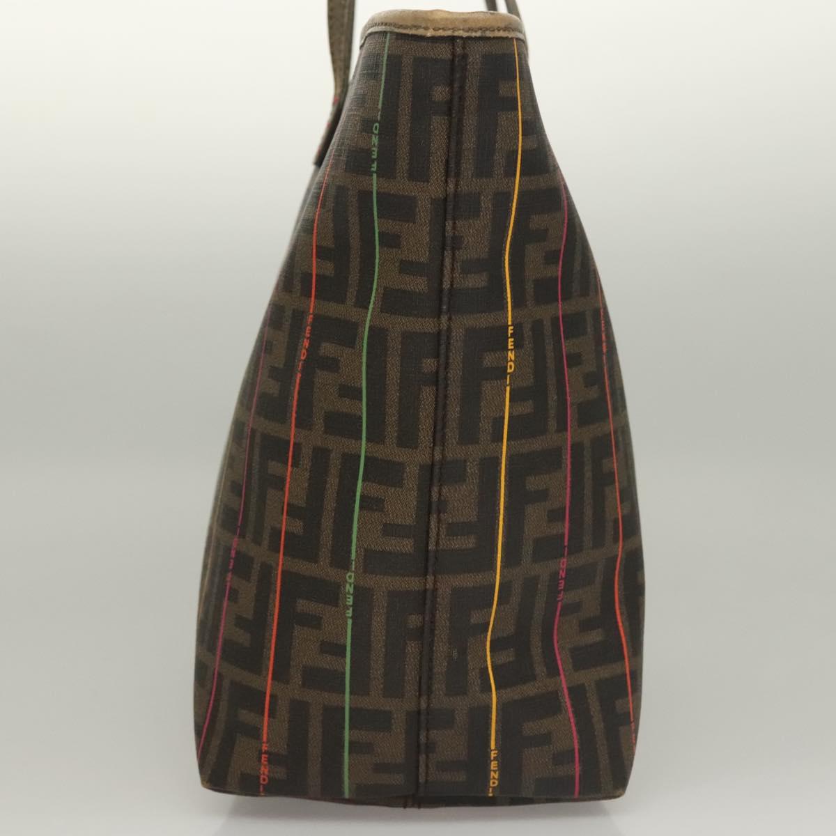 FENDI Zucca Canvas Tote Bag Brown Black Auth 136151