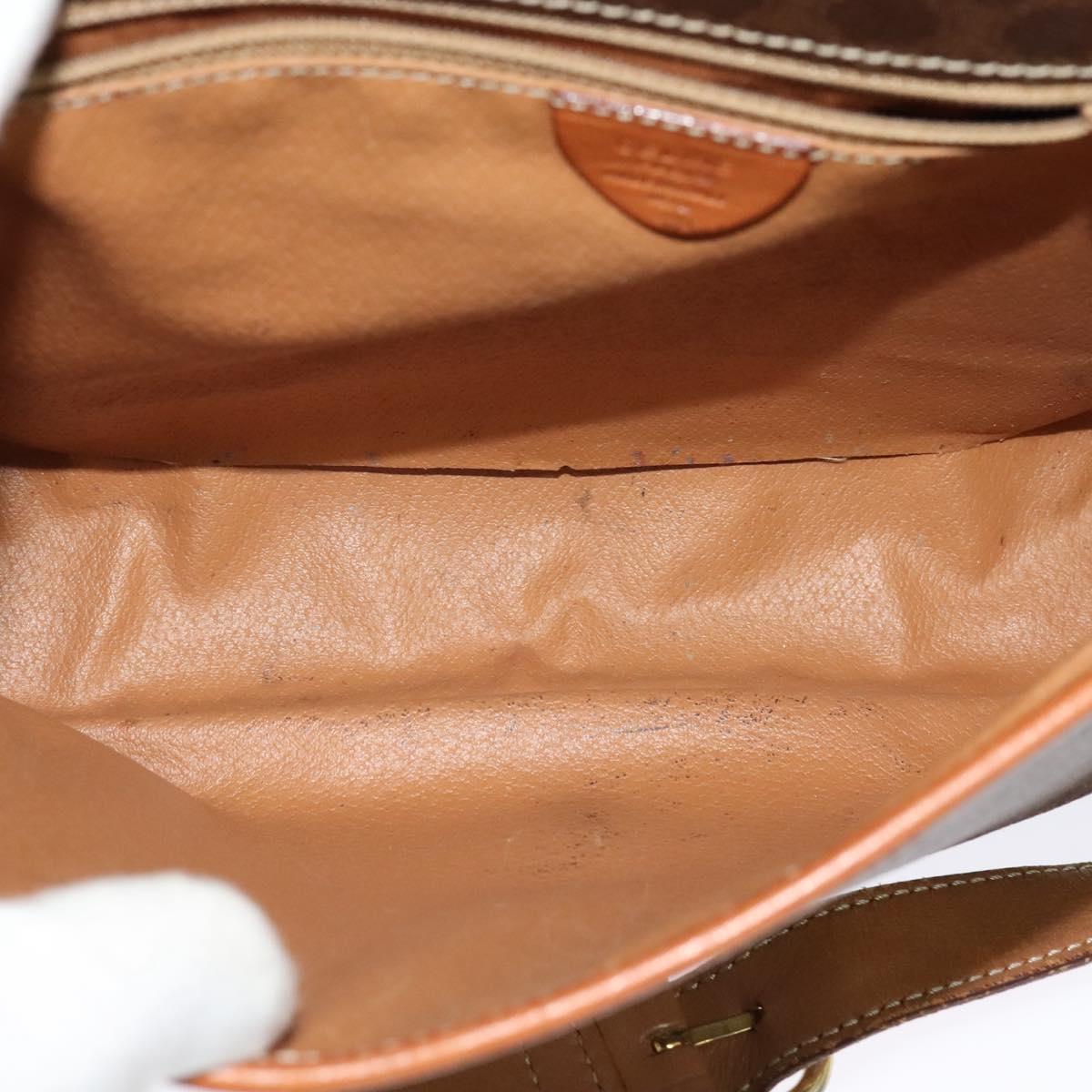 CELINE Macadam Canvas Shoulder Bag PVC Leather Brown Gold Auth 136153