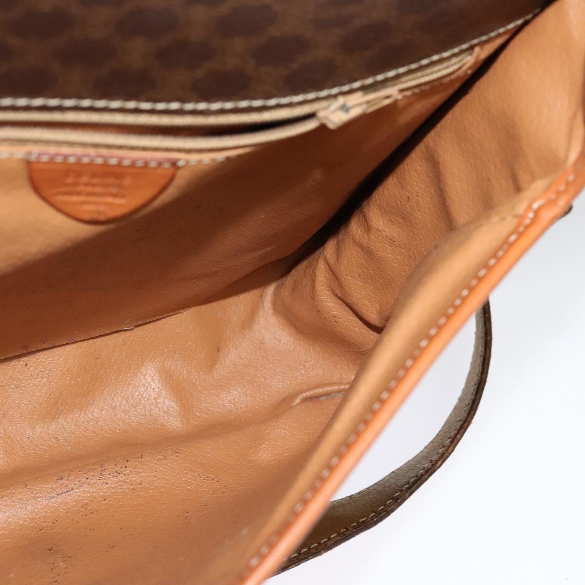 CELINE Macadam Canvas Shoulder Bag PVC Leather Brown Gold Auth 136153