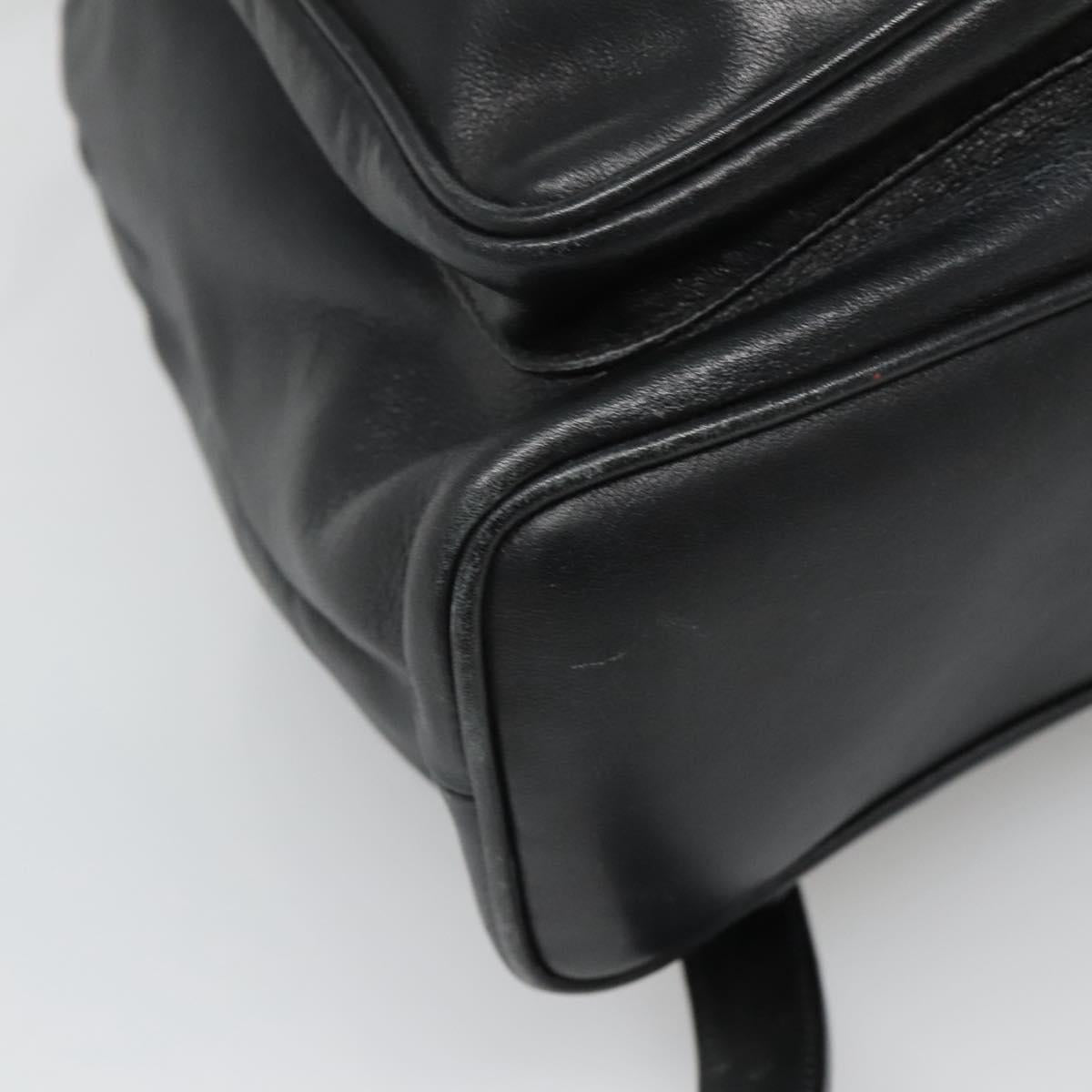GUCCI Bamboo Backpack Leather Black Gold 003 2058 0016 Auth 136184
