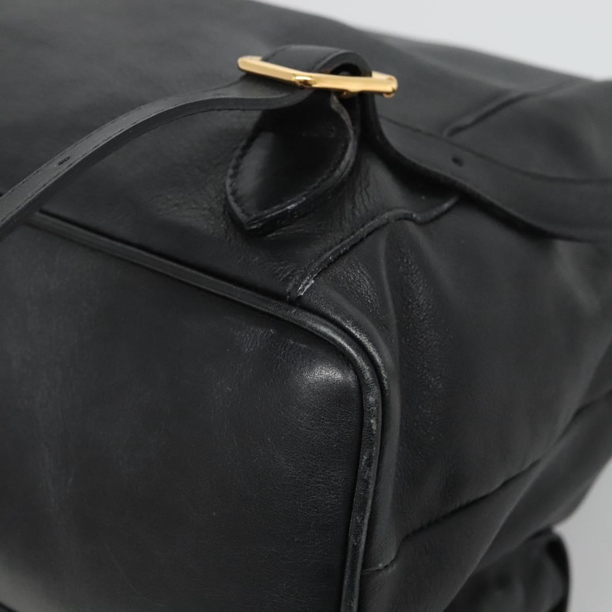 GUCCI Bamboo Backpack Leather Black Gold 003 2058 0016 Auth 136184