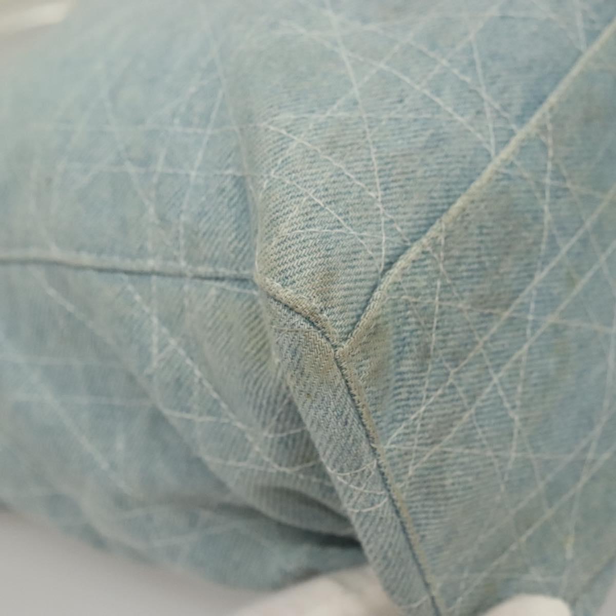 Christian Dior Canage Hand Bag Denim Light Blue Silver Auth 136187