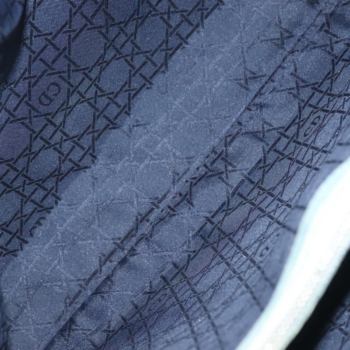 Christian Dior Canage Hand Bag Denim Light Blue Silver Auth 136187