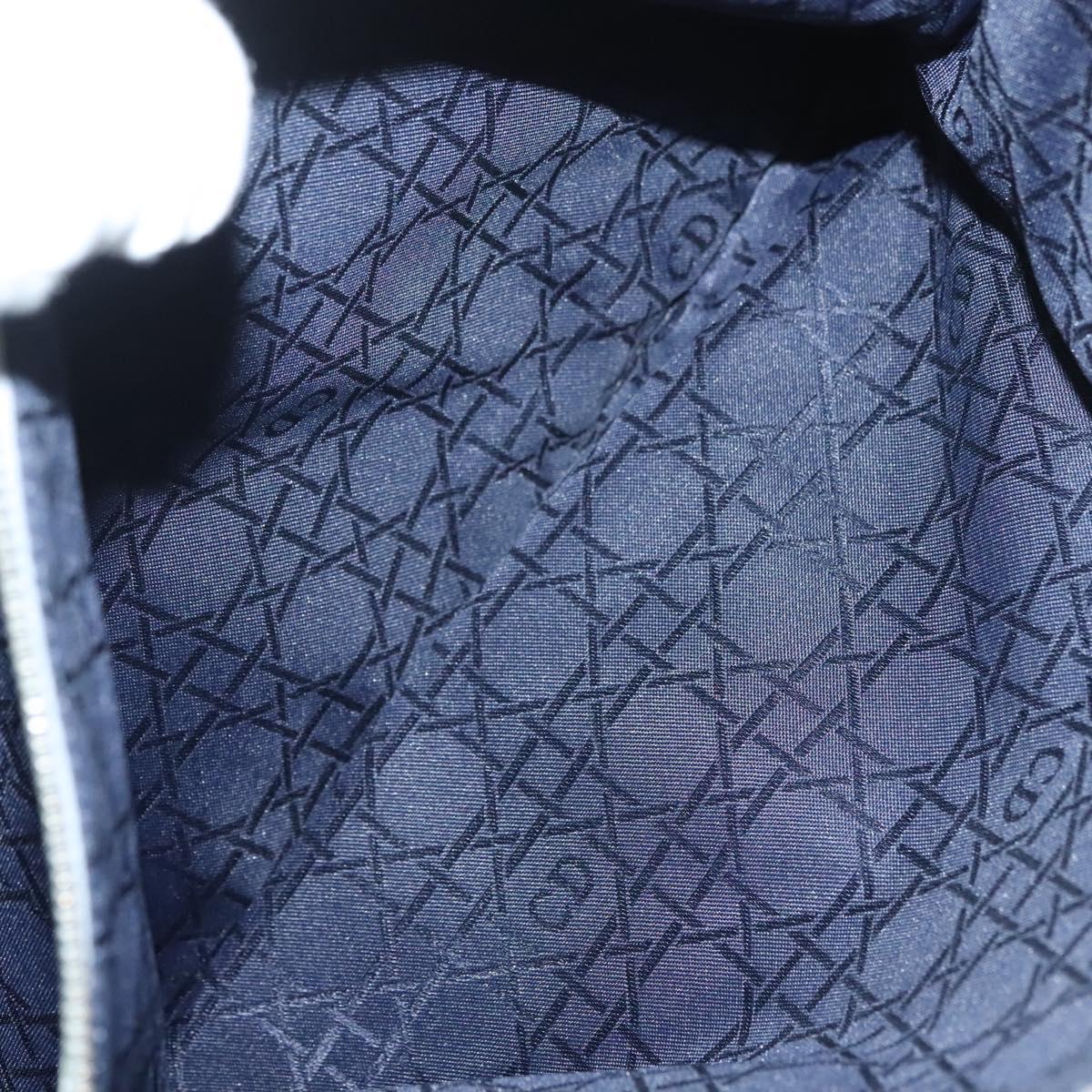 Christian Dior Canage Hand Bag Denim Light Blue Silver Auth 136187