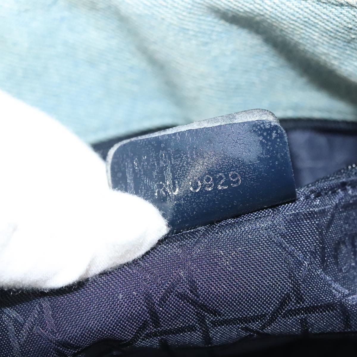 Christian Dior Canage Hand Bag Denim Light Blue Silver Auth 136187