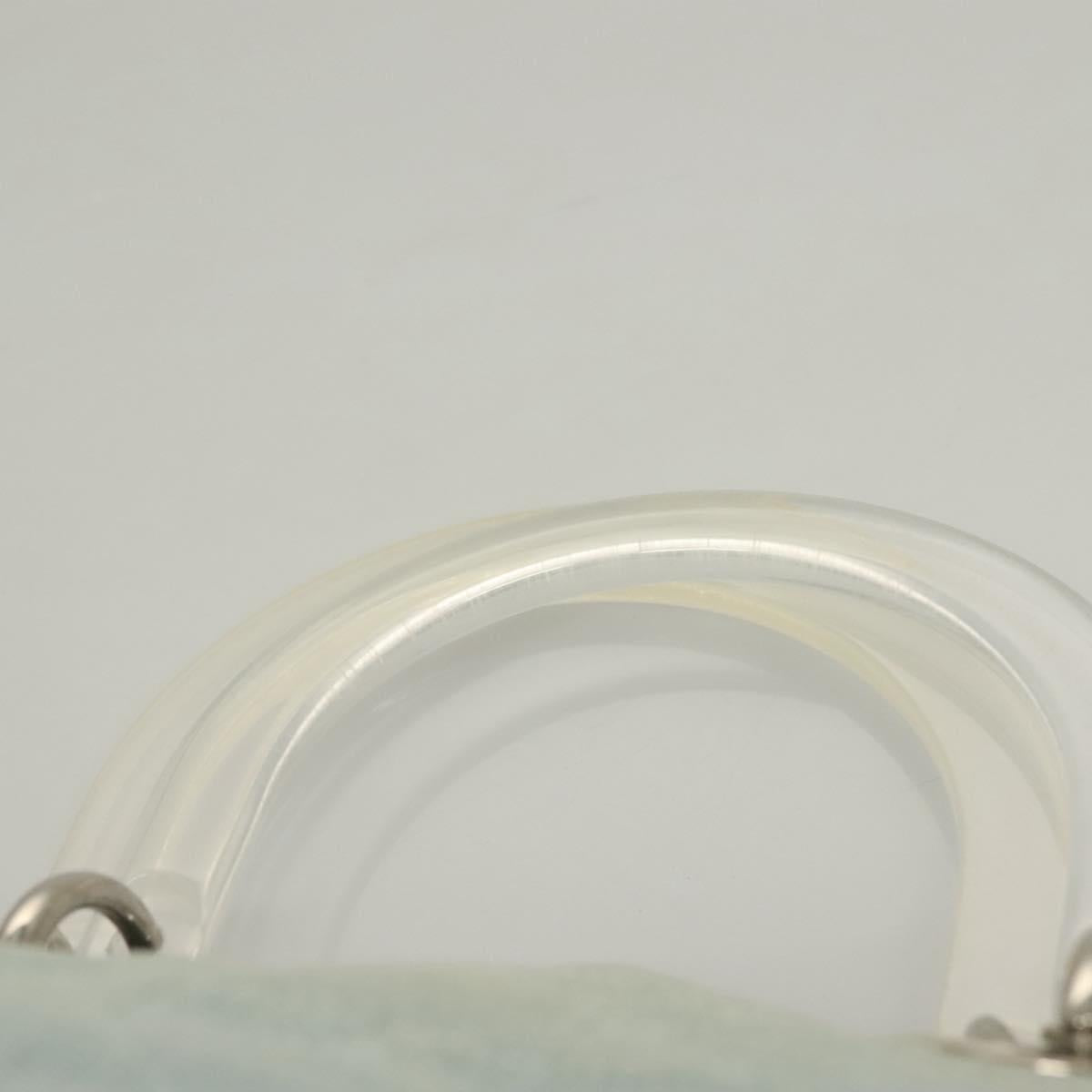 Christian Dior Canage Hand Bag Denim Light Blue Silver Auth 136187