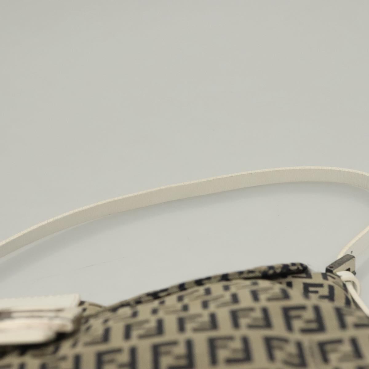 FENDI Zucchino Canvas Mamma Baguette Shoulder Bag Navy Silver Auth 136195