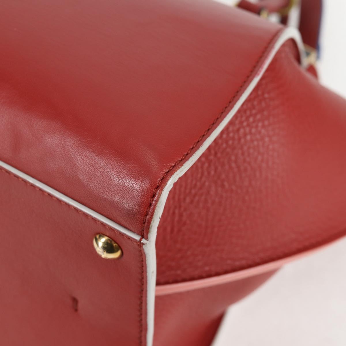FENDI Trois Jules Hand Bag Leather 2way Brown Gold Auth 136196V