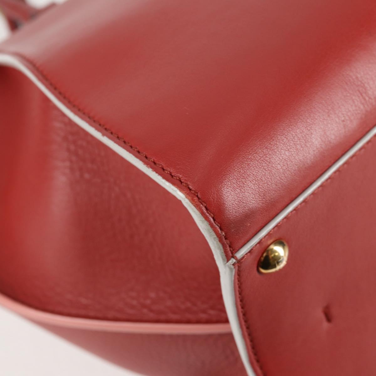 FENDI Trois Jules Hand Bag Leather 2way Brown Gold Auth 136196V