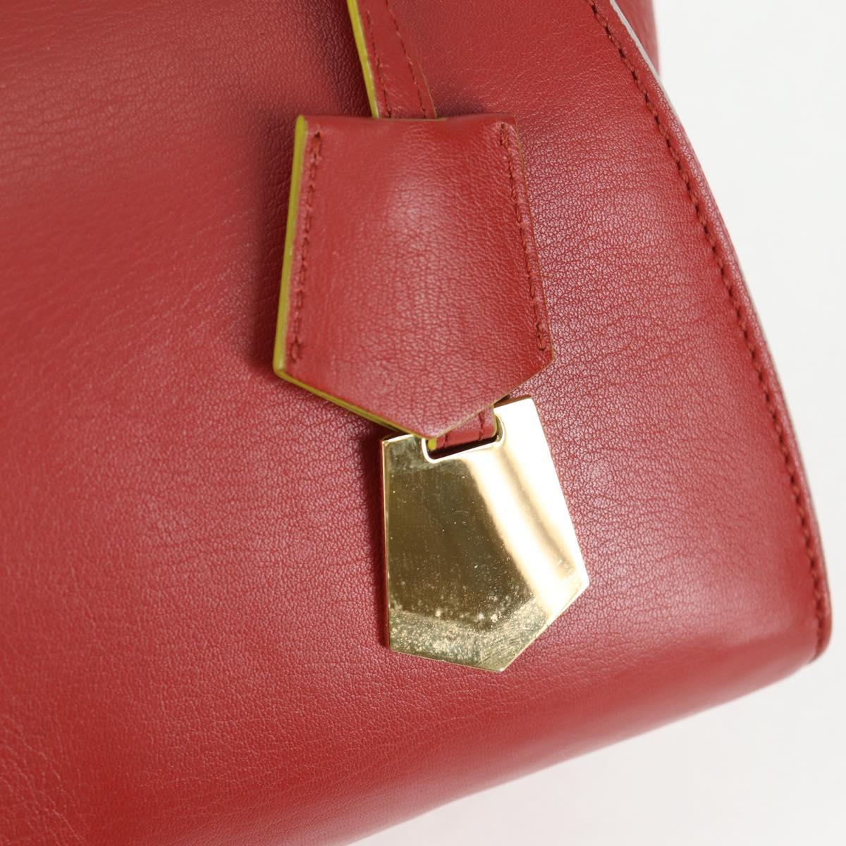FENDI Trois Jules Hand Bag Leather 2way Brown Gold Auth 136196V