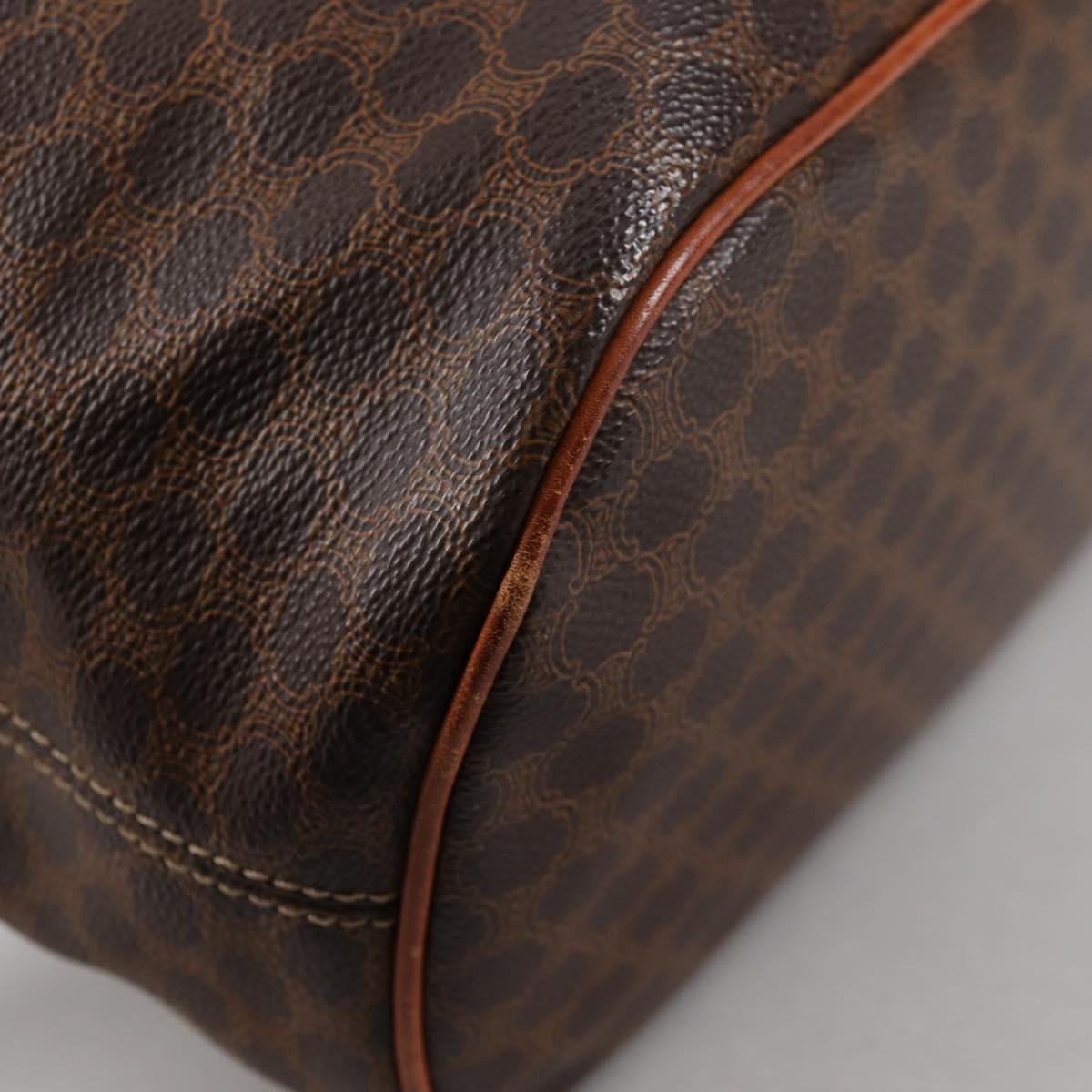 CELINE Macadam Canvas Shoulder Bag PVC Leather Brown Gold Auth 136201