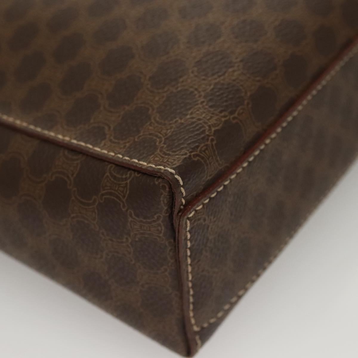 CELINE Macadam Canvas Shoulder Bag PVC Leather Brown Gold Auth 136203