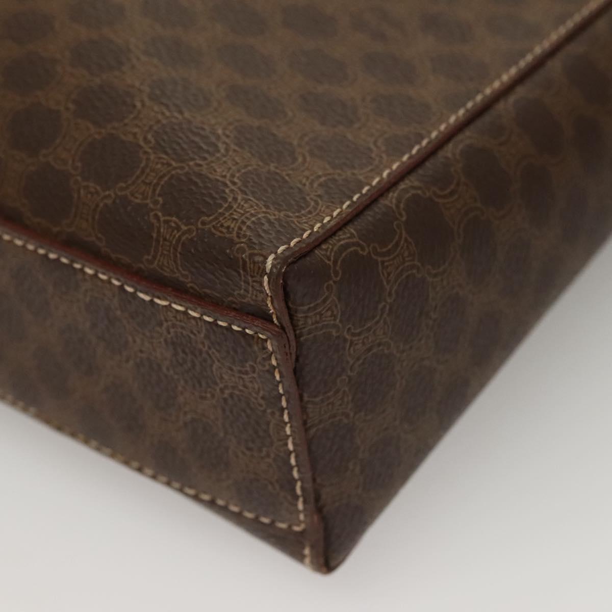 CELINE Macadam Canvas Shoulder Bag PVC Leather Brown Gold Auth 136203