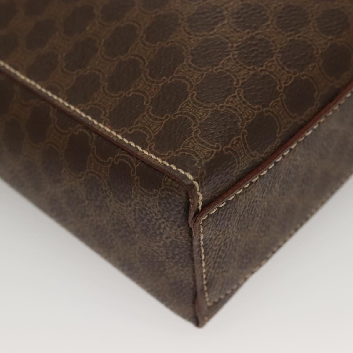 CELINE Macadam Canvas Shoulder Bag PVC Leather Brown Gold Auth 136203