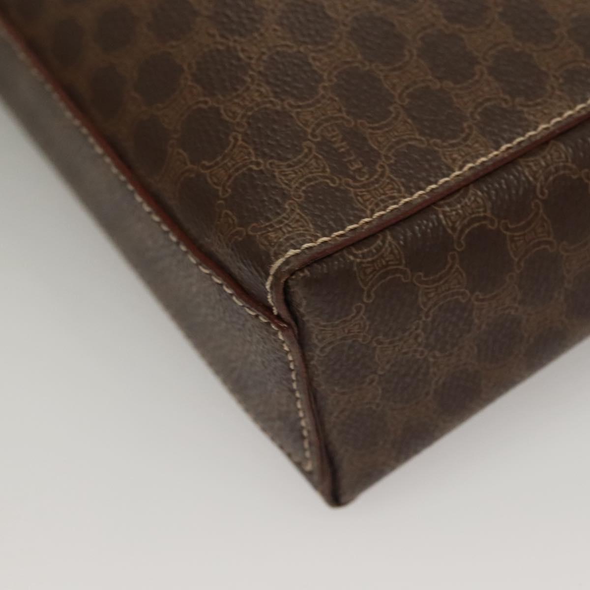 CELINE Macadam Canvas Shoulder Bag PVC Leather Brown Gold Auth 136203