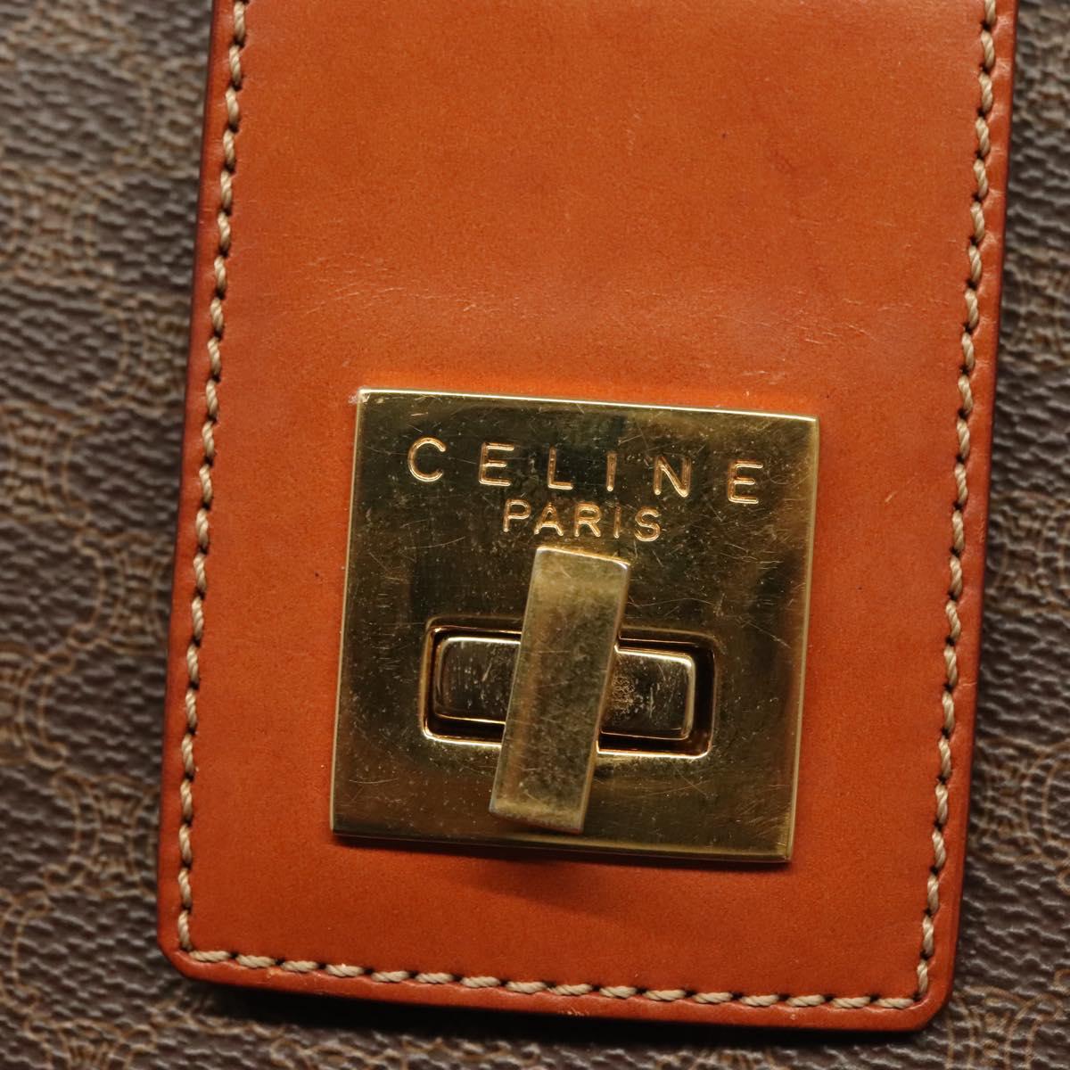 CELINE Macadam Canvas Shoulder Bag PVC Leather Brown Gold Auth 136203