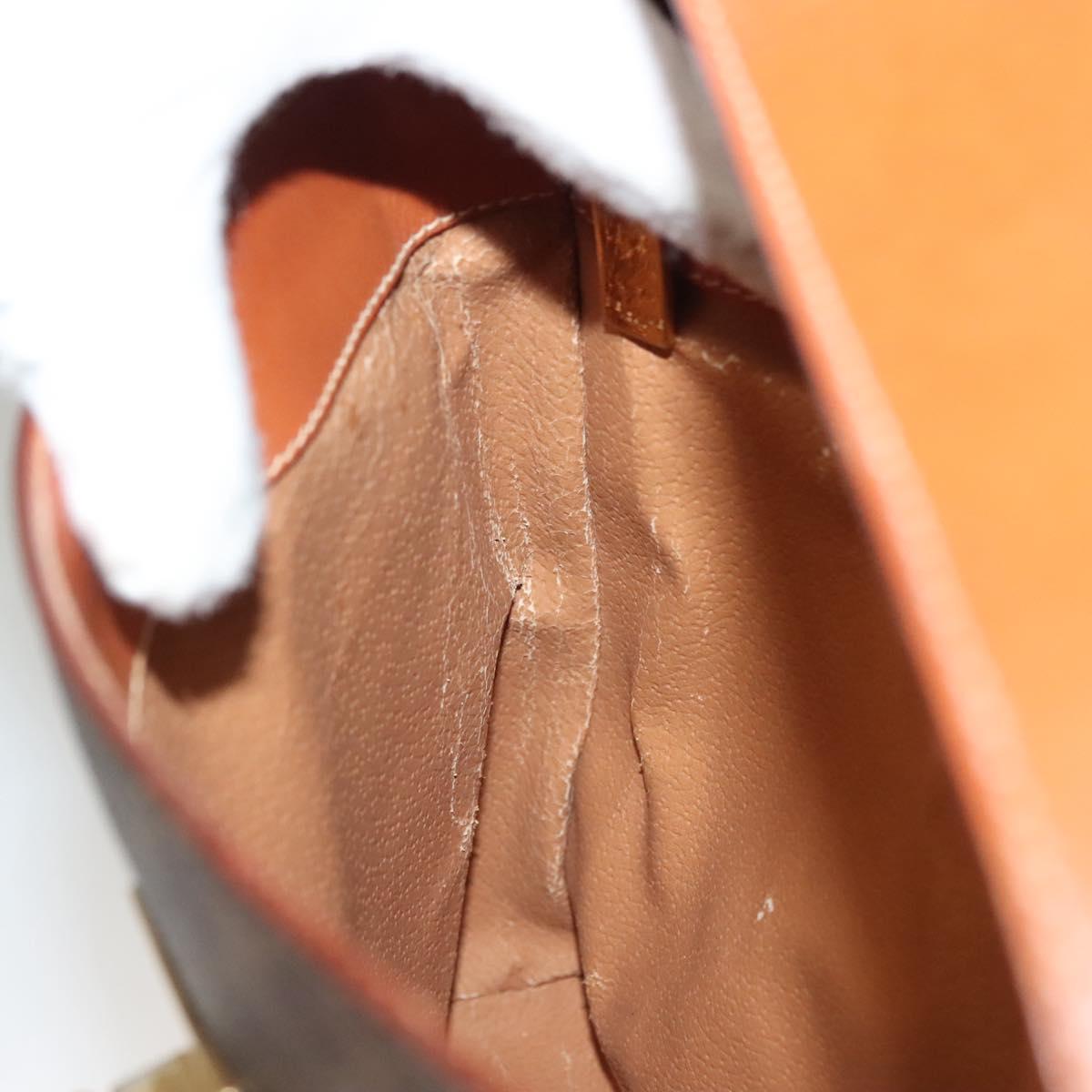 CELINE Macadam Canvas Shoulder Bag PVC Leather Brown Gold Auth 136203