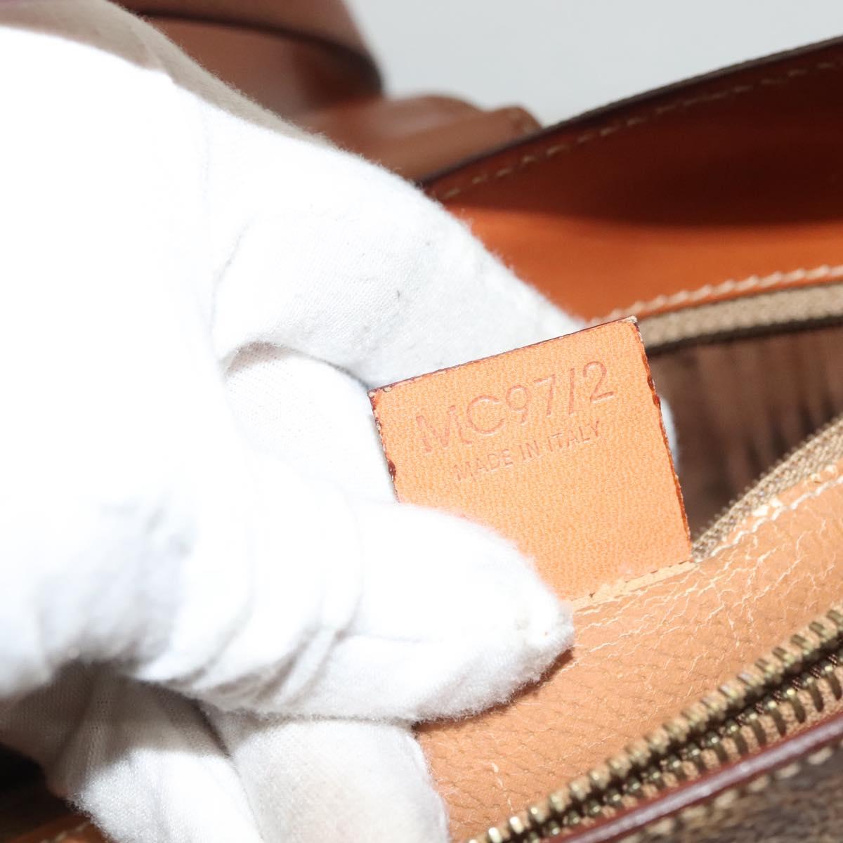 CELINE Macadam Canvas Shoulder Bag PVC Leather Brown Gold Auth 136203