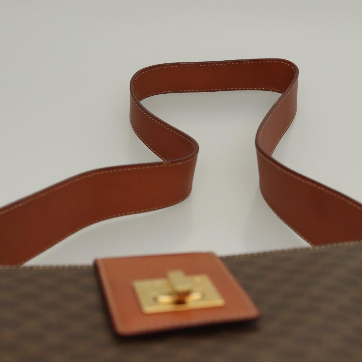 CELINE Macadam Canvas Shoulder Bag PVC Leather Brown Gold Auth 136203