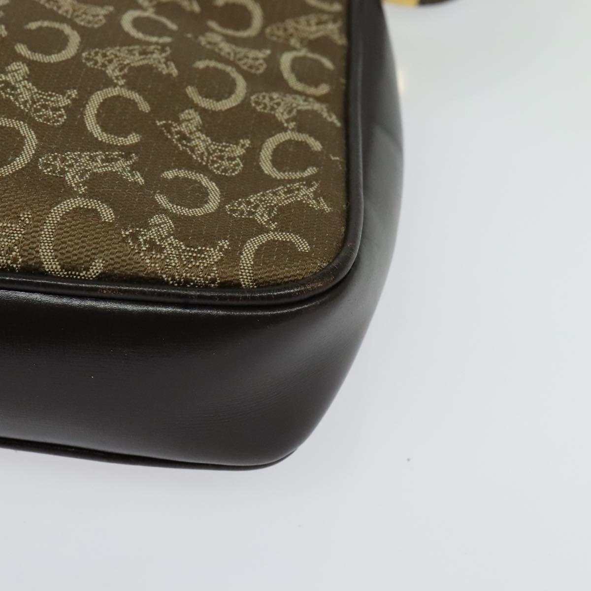 CELINE C Sulky Shoulder Bag Canvas Beige Gold Auth 136204