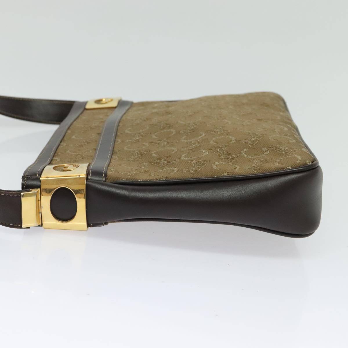 CELINE C Sulky Shoulder Bag Canvas Beige Gold Auth 136204