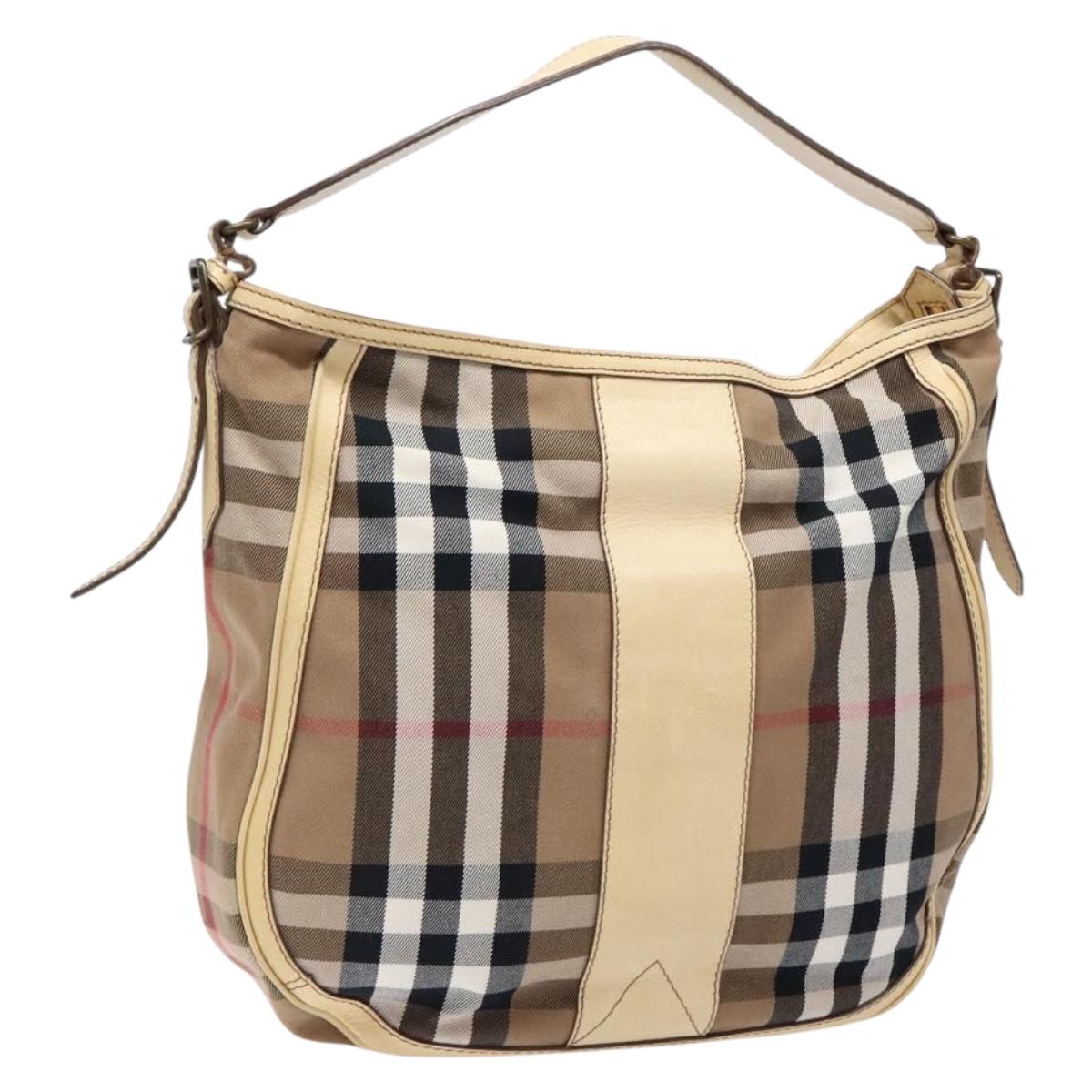 BURBERRY Nova Check Shoulder Bag Canvas Beige Auth 136215