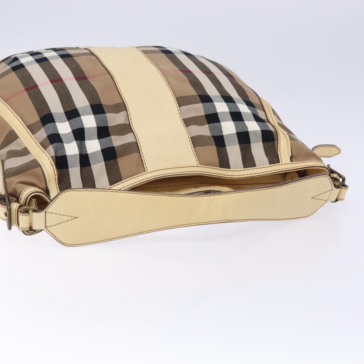 BURBERRY Nova Check Shoulder Bag Canvas Beige Auth 136215