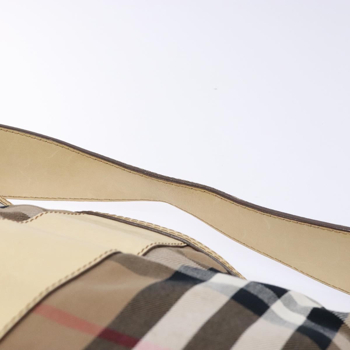 BURBERRY Nova Check Shoulder Bag Canvas Beige Auth 136215