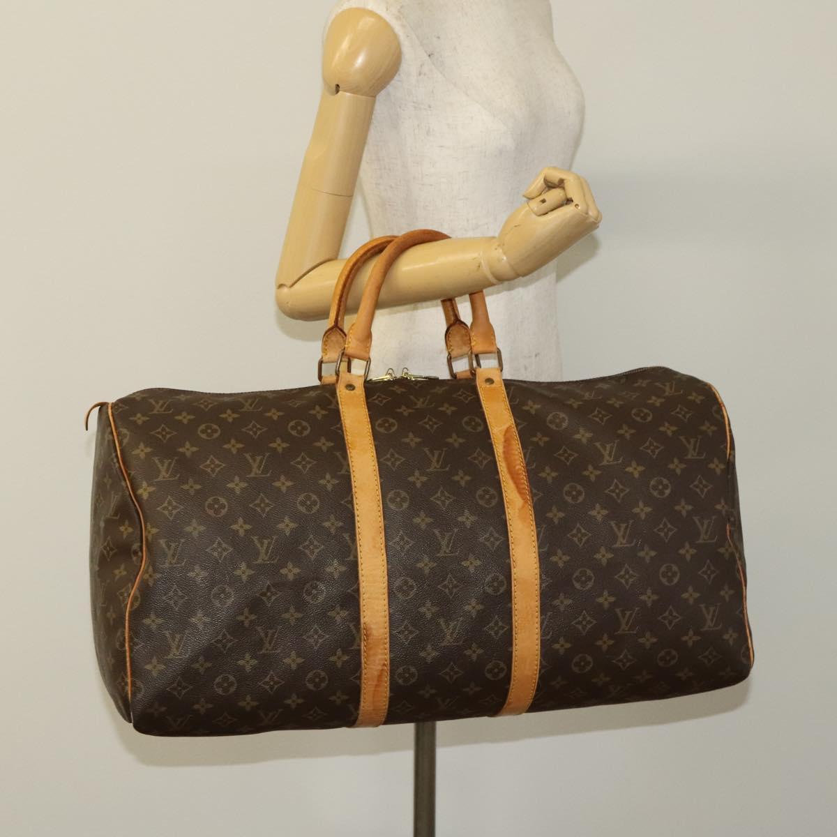 LOUIS VUITTON Monogram Keepall 55 Boston Bag M41424 LV Auth 136228