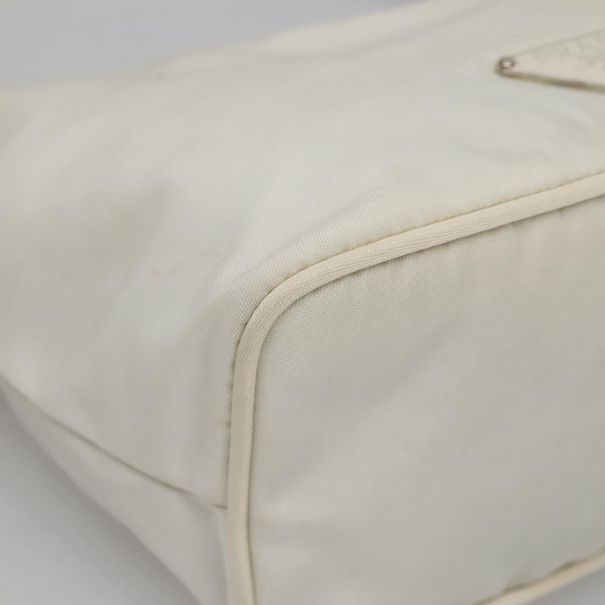 PRADA Shoulder Bag Nylon White Silver Auth 136266