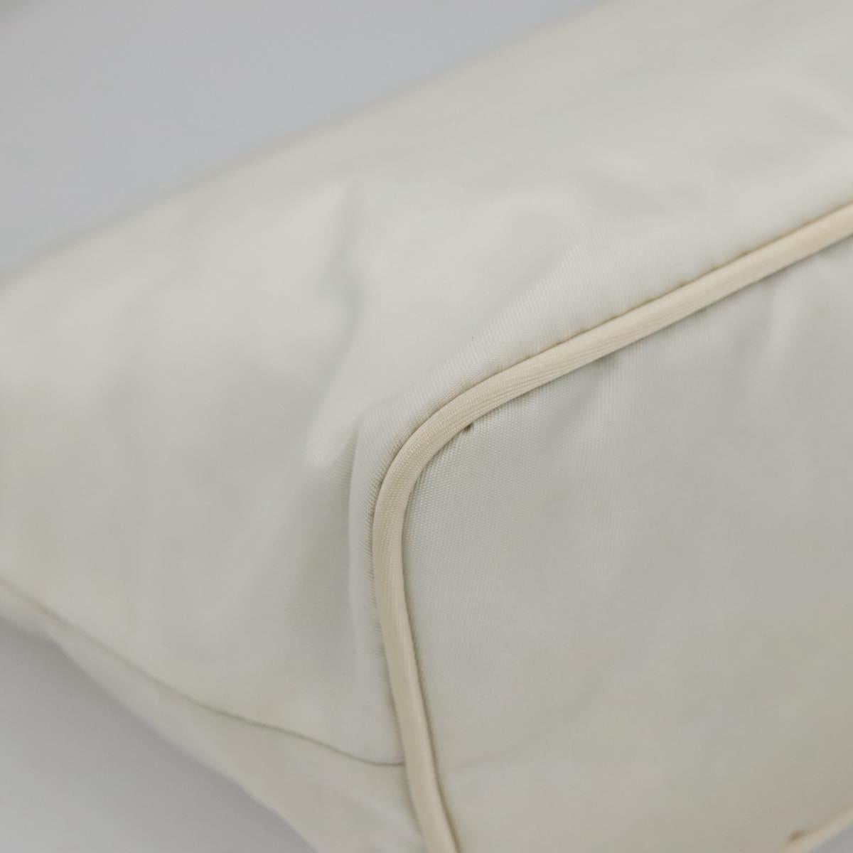 PRADA Shoulder Bag Nylon White Silver Auth 136266