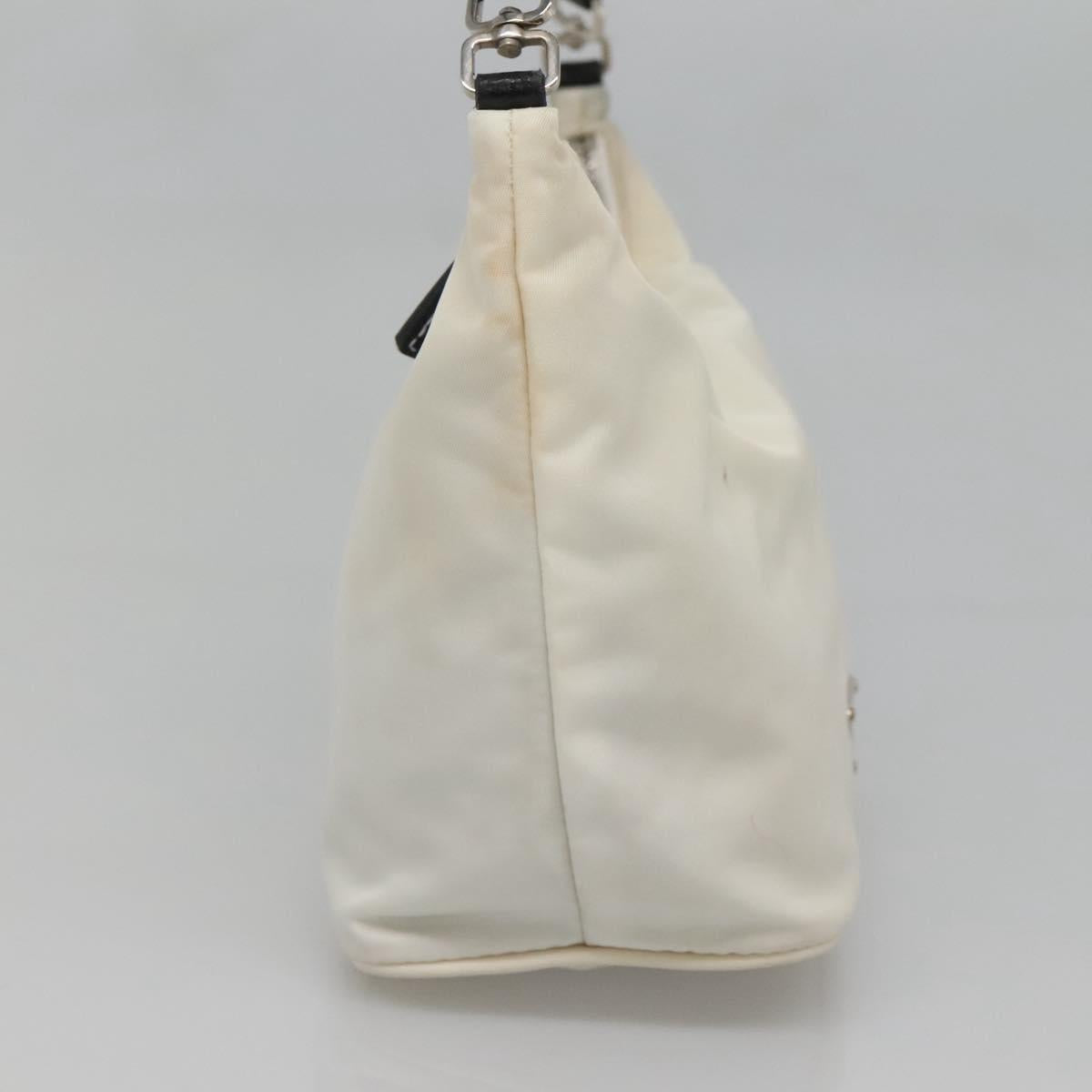 PRADA Shoulder Bag Nylon White Silver Auth 136266